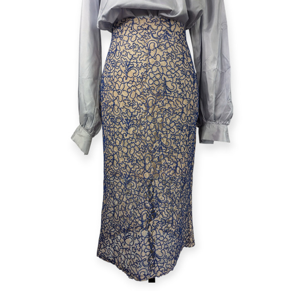 TOPSHOP Blue Soutache Lace Co-Ord Set Strapless illusion skirt bandeau - Picture 6 of 14